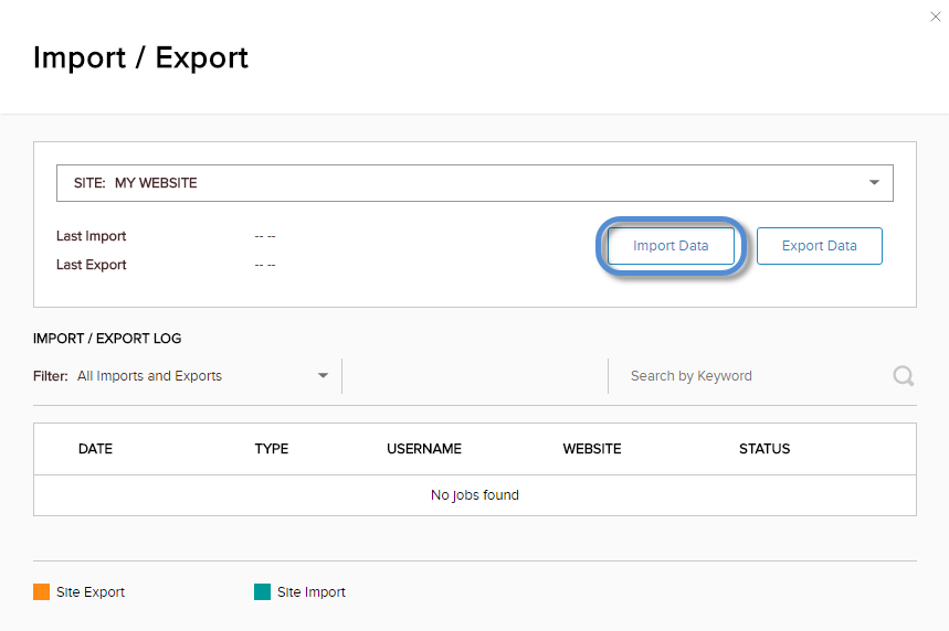 Import Data button