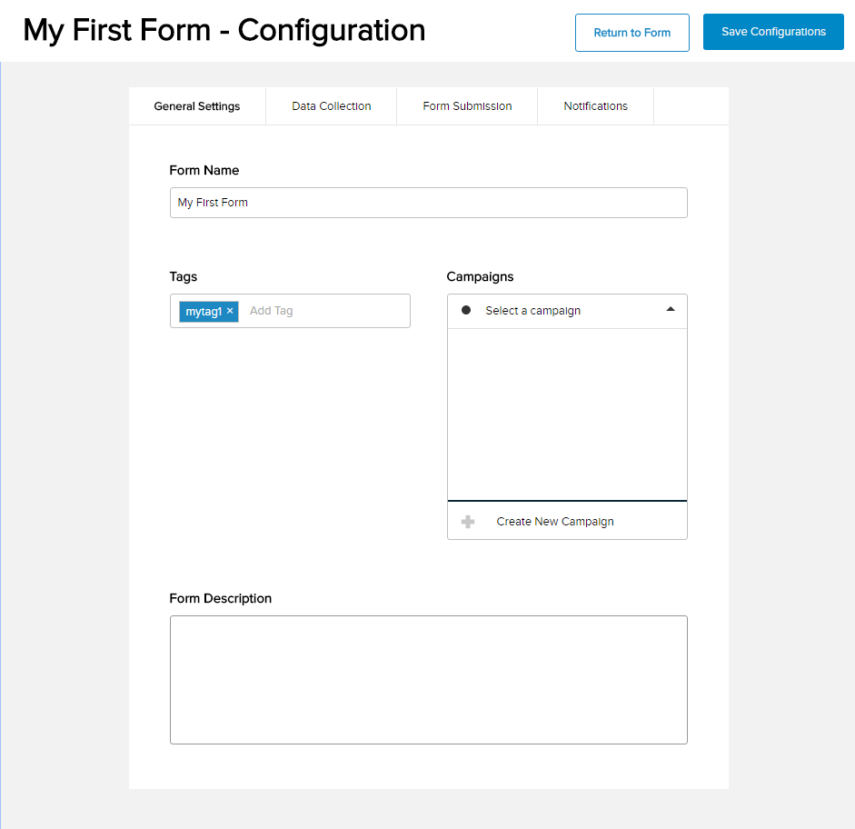 Form Configuration - General Settings